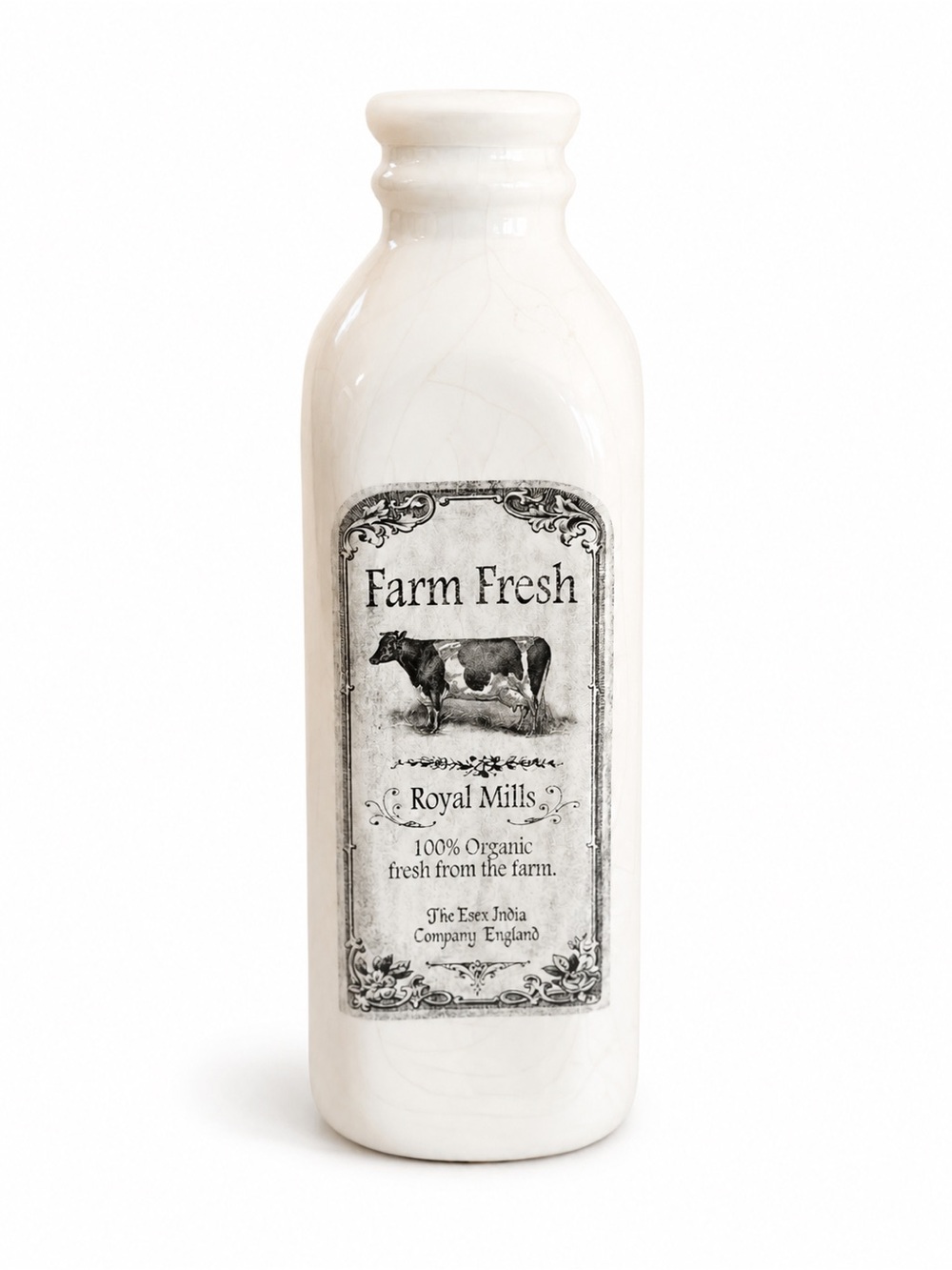 GANZ Decorative Farm Fresh Royal Mills White Ceramic Milk Bottle